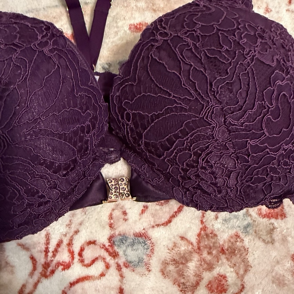 Savage‎ x fenty Romantic Corded Lace Front-Closure Push-Up Racer Back Bra sz 36B - Picture 2 of 7